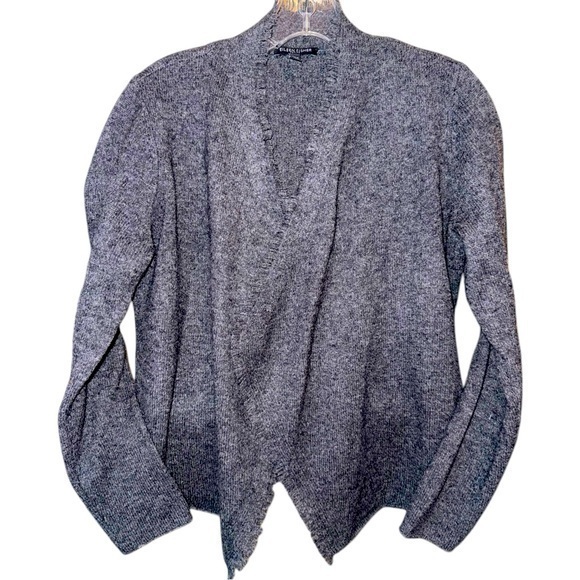 Eileen Fisher Wool Open Cardigan Sweater Black